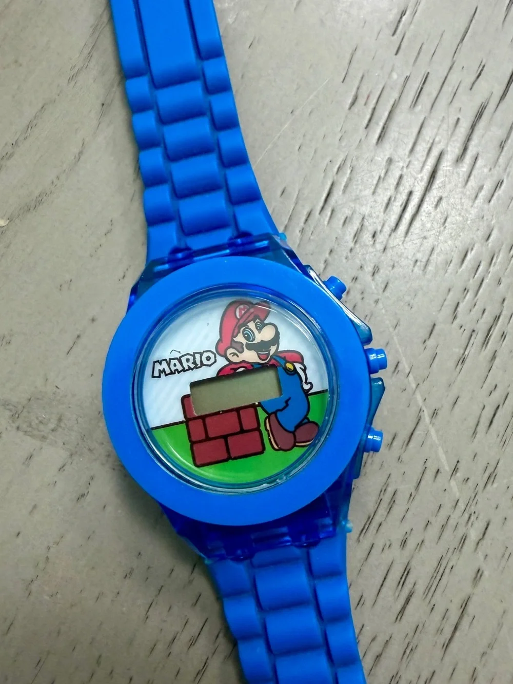 Blue Mario Digital Kids Watch With Flashing Light